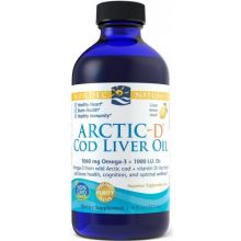 Nordic Naturals Arcitc Cod Liver Oil tran olej z wątroby dorsza arktycznego z witaminą D w płynie o smaku cytrynowym 237 ml