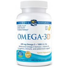 Nordic Naturals Omega-3D 690mg Omega 3 + witamina D3 1000IU 60 kapsułek miękkich o smaku cytrynowym