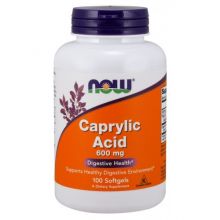 Now Foods Caprylic Acid (Kwas kaprylowy) 600 mg 100 kapsułek miękkich