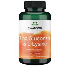 Swanson Cynk glukonian + L-lizyna 90 veggie kapsułek