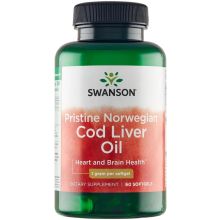 Swanson Pristine Norwegian Cod liver oil 60 kapsułek żelowych