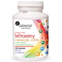 Aliness Witaminy i minerały z żeń szeniem i naturalną witaminą C 120 tabletek
