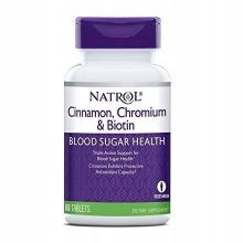 Natrol Cynamon, Chrom, Biotyna 60 tabletek
