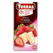 Torras Czekolada biała z truskawkami bez dodatku cukru 75 g