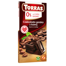 Torras Czekolada gorzka z kawą bez dodatku cukru 75 g