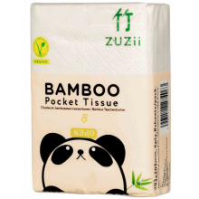 Zuzii Chusteczki Bambusowe Kieszonkowe 4-warstwowe 8 x 8 sztuk