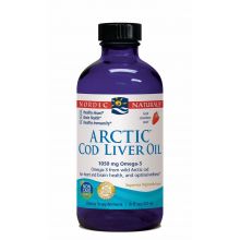 Nordic Naturals Arcitc Cod Liver Oil tran olej z wątroby dorsza arktycznego w płynie o smaku truskawkowym 237 ml