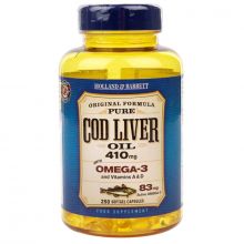 Holland & Barrett Cod Liver Oil olej z wątroby dorsza 410 mg 250 kapsułek miękkich