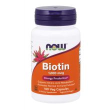 Now Foods Biotin (biotyna) 1000 mcg (1mg) 100 kapsułek