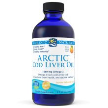 Nordic Naturals Arcitc Cod Liver Oil tran olej z wątroby dorsza arktycznego 1060mg w płynie o smaku pomarańczowym 237 ml