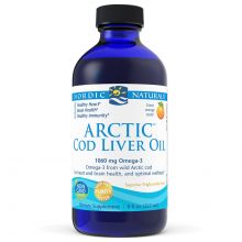 Nordic Naturals Arcitc Cod Liver Oil tran olej z wątroby dorsza arktycznego w płynie o smaku pomarańczowym 237 ml