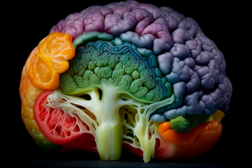 Mózg z warzywami stworzony za pomocą narzędzi do generowania sztucznej inteligencji